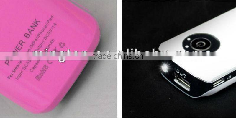 Metal Portable power bank 5600mah with led light