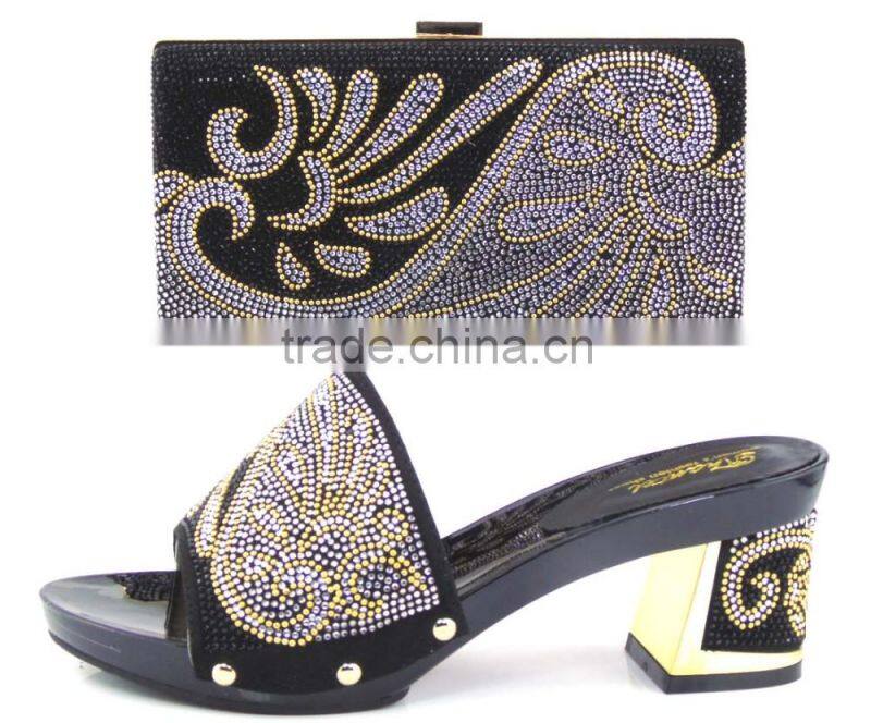 Fancy clutch bag mix middle heel sandals women matching shoes and bag