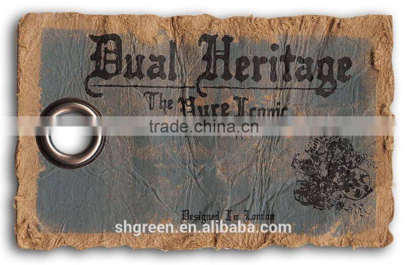 Old fashionable wrinkle/crinkle kraft paper hangtag