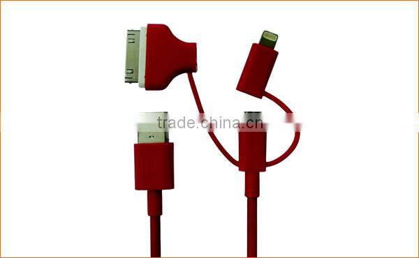 Mfi certified 2.4A fast charge 3 in 1 Combo charging usb Cable for devices