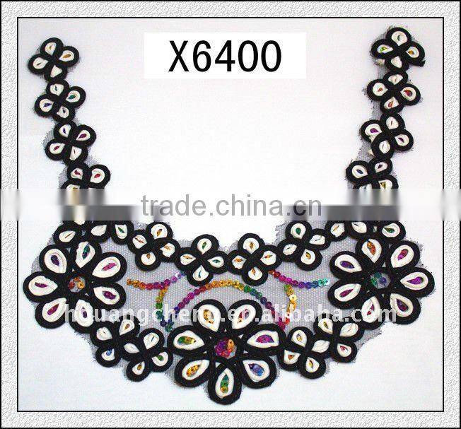 X6401/Latest Sequins Mesh Lace Collar Appliques for Garment