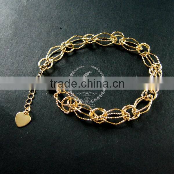19cm 14K light gold plated brass faceted rhombic link fashion DIY bracelet supplies 1900072