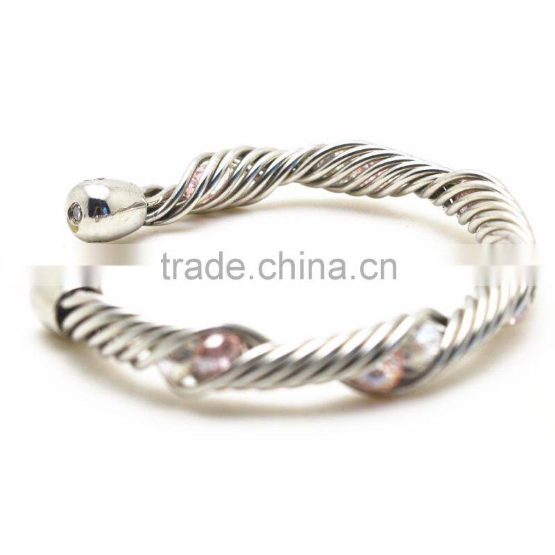 China factory wholesale simple design fashion stainless steel bangle with diamond