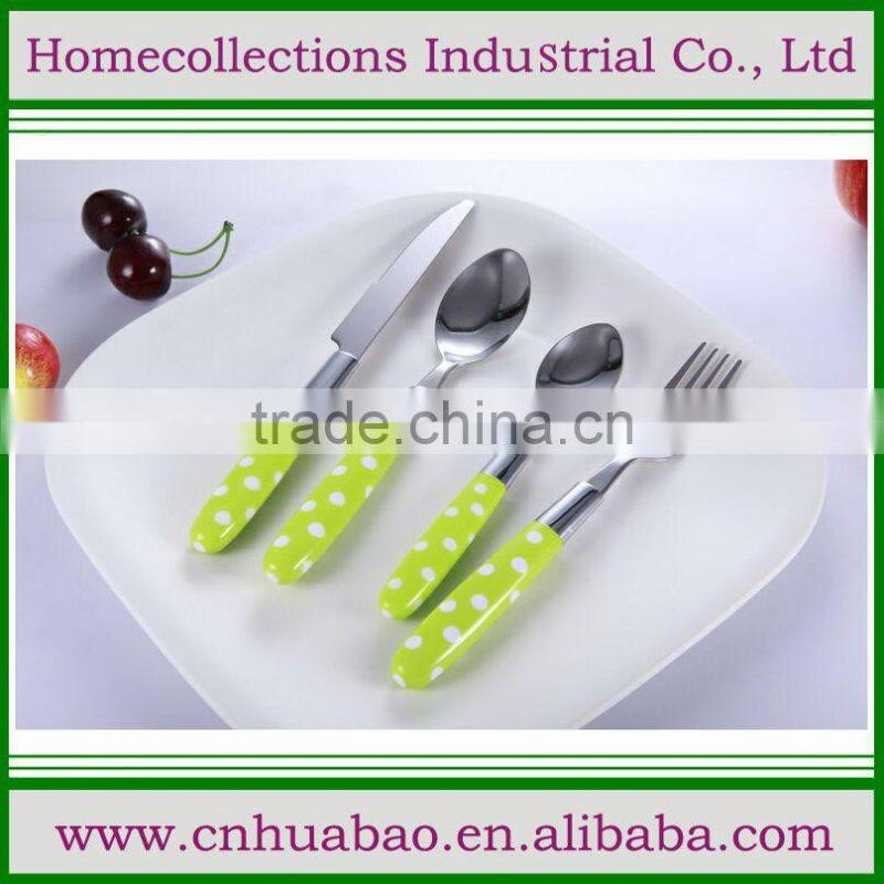 standing cutlery spoon fork knife set with plastic handle with unique design