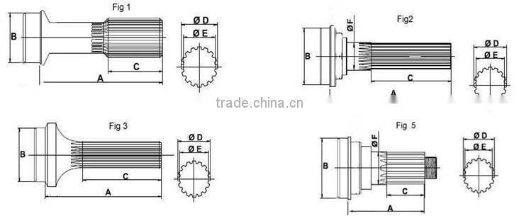 Hot selling truck parts slip stub shaft 1350 with CE certificated in Hangzhou
