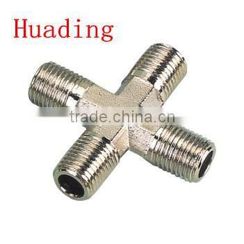 brass four way female fitting ,3/8 " 1/2" 1/4" brass fitting cross type fitting