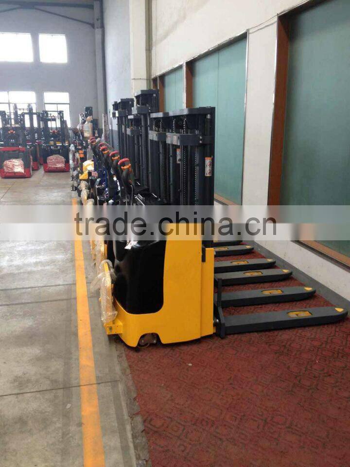 2015 Newest 1.5Ton Semi Electric Stacker With Adjustable Fork