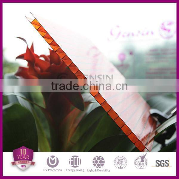 Grade A quality UV coated 4mm polycarbonate twin wall sheet