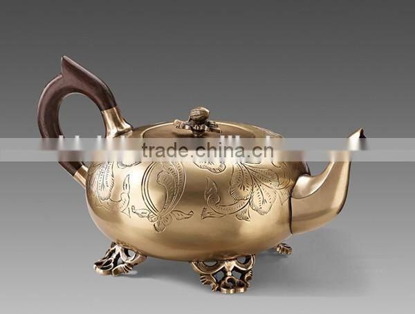 Antique Bronze Art Pure Handmade Round Teapot, Home Decorative Hanging Brass Tea Pot