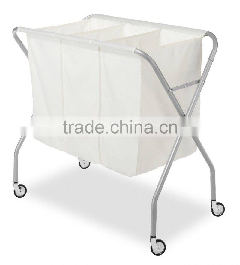 3 Section Laundry Sorter, Silver