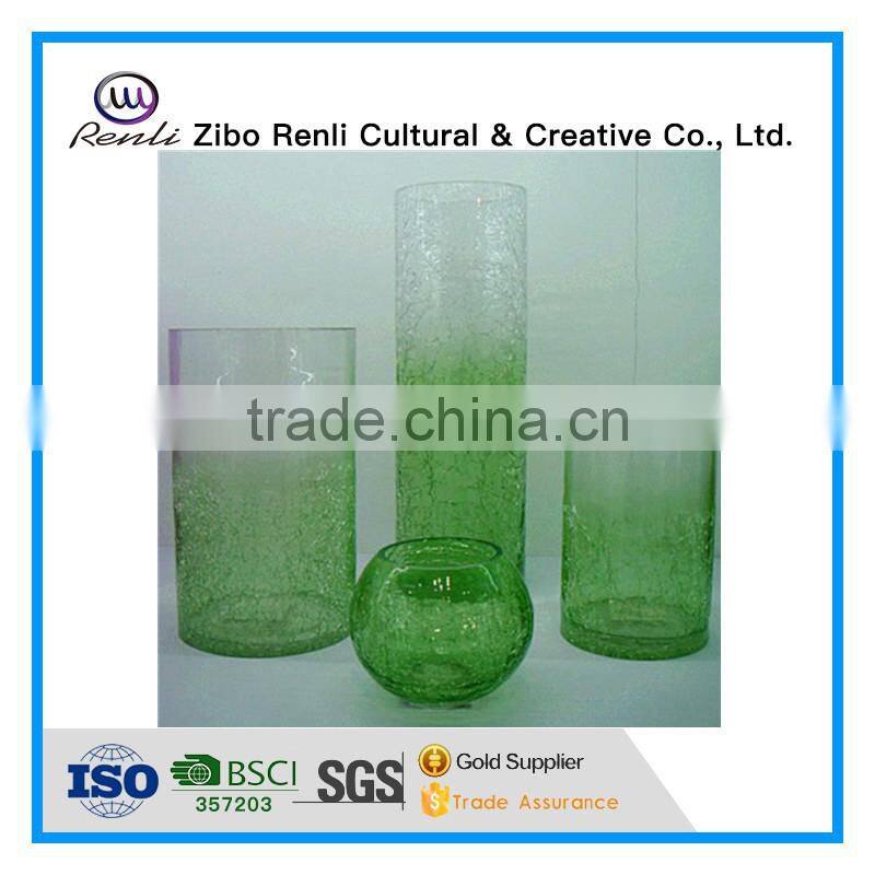 Different Shaped Clear Crackle Glass Vase for Home Decoration