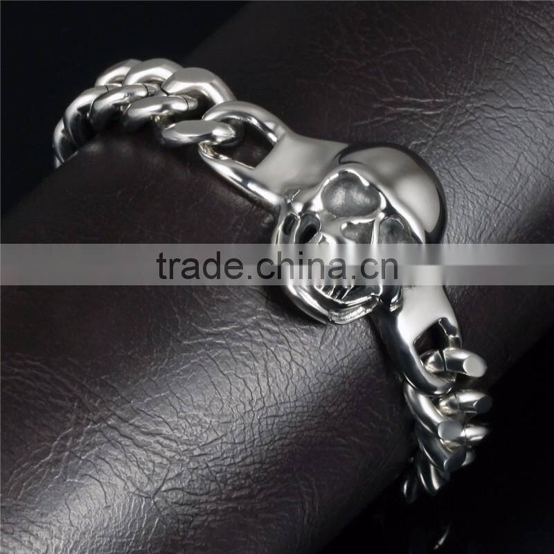 Casting stainless steel accessories man steel skull bracelet