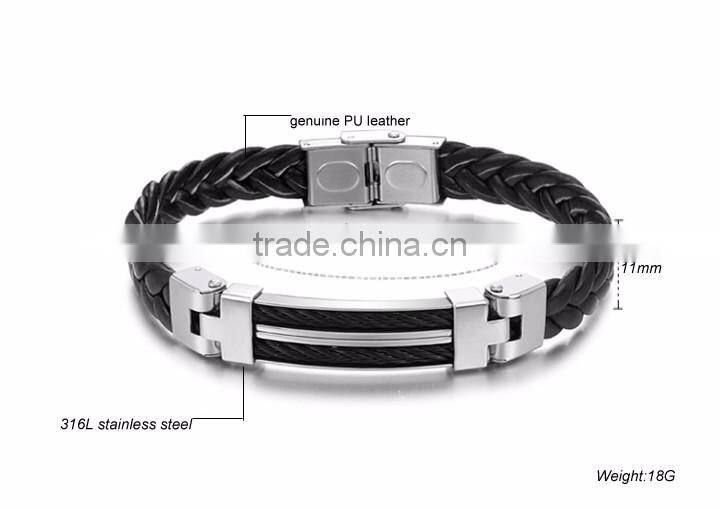Wholesale Stainless Steel Genuine Gold Men silicone rubber Bracelet Mens Leather Bracelet