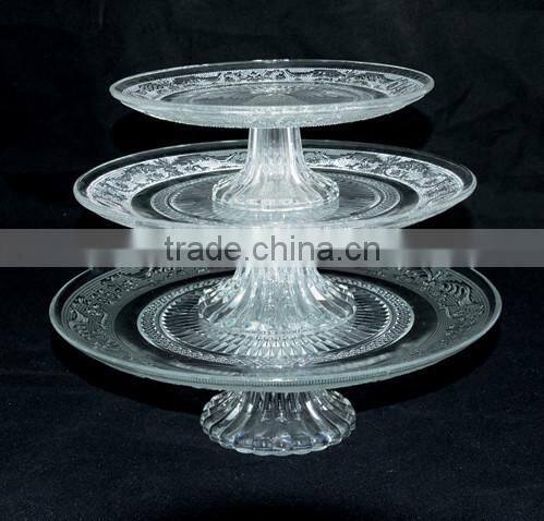 crystal glass plate set with glass stand
