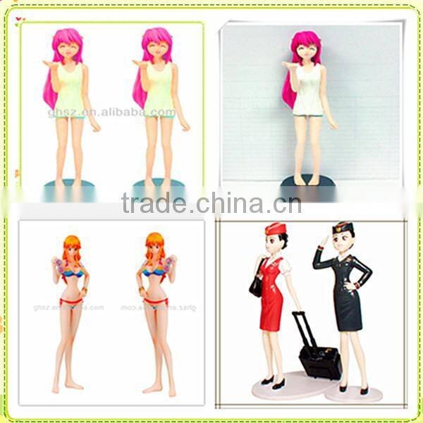 2014 Hot sale top quality modern beautiful plastic vivid airline stewardess toy, sex girl cartoon figurine