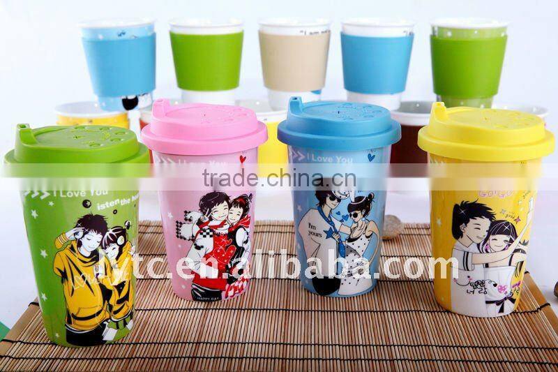 12oz ceramic silicone cup with lid