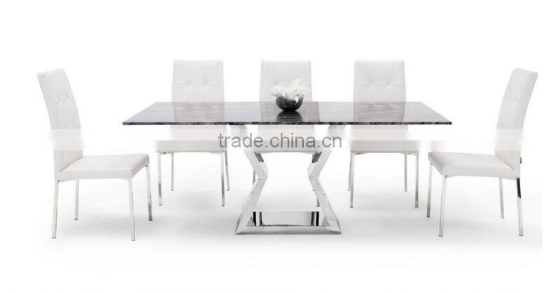 Modern Dining Table with glass Top and Chrome Base