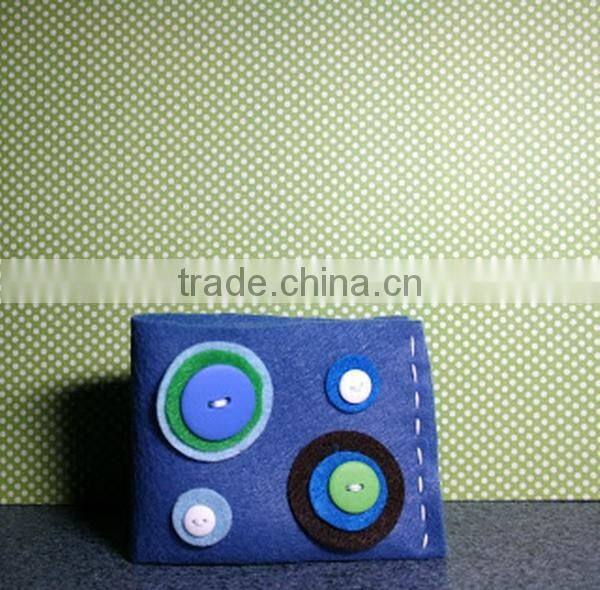 Best selling products polyester ticket cover cd case wool fabric business card wallet with the button circles manufacture