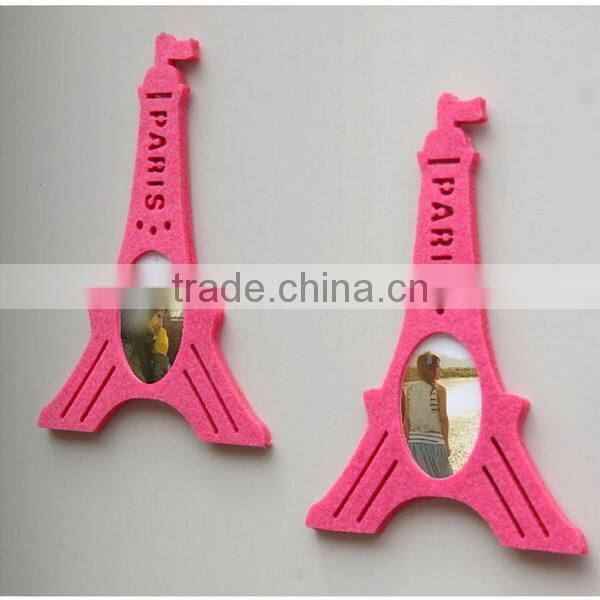 2017 hot best selling new products custom pink tower shaped decor craft felt fabric love 3d digital picture wall photo frame