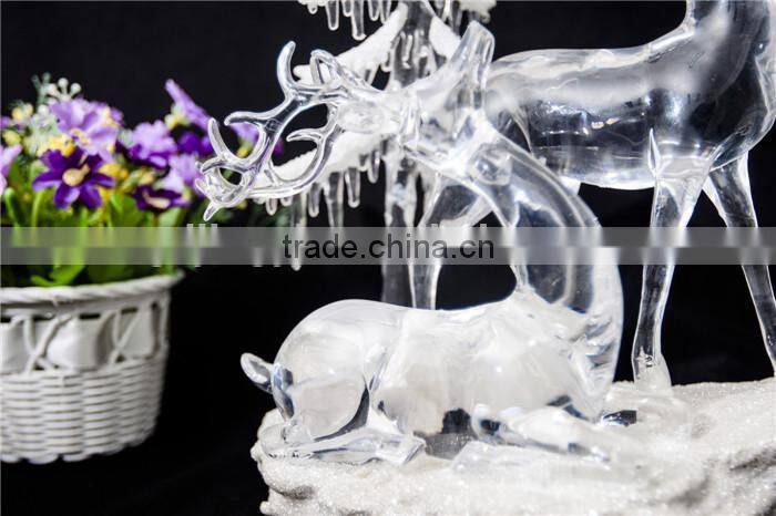 Clear standing and crouching deer and tree with LED Light for 2015