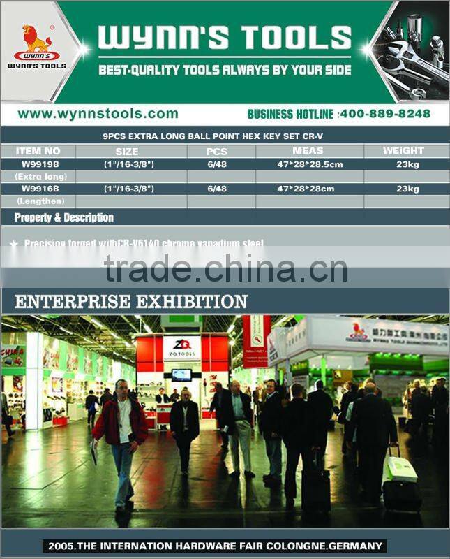 9PCS EXTRALONG BALL POINT HEX KEY SET CR-V