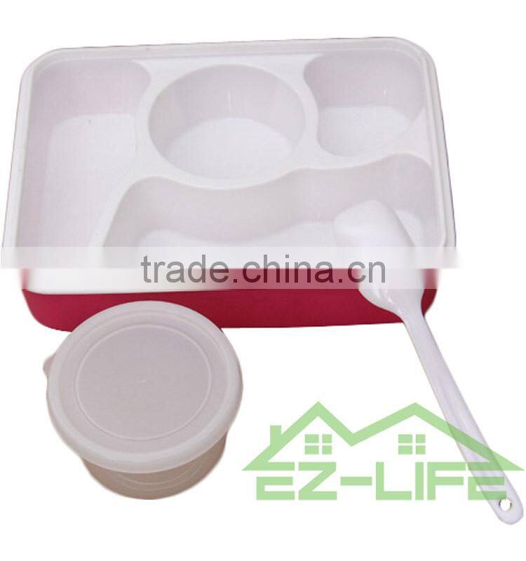 multifunctional BPA free plastic bento lunch box 4 compartments for adults with soup bowl