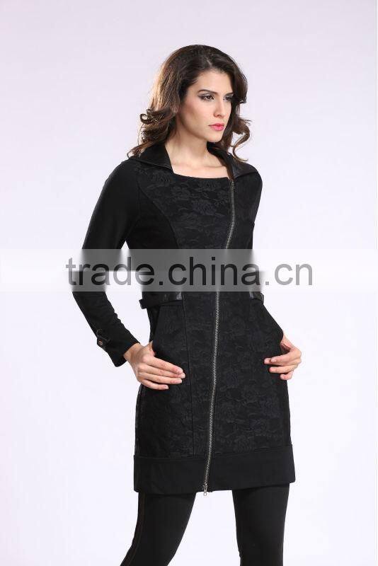 2014 New Fashion Ladies' Long Coat Asymmetrical Zipper Design Women Winter Overcoat