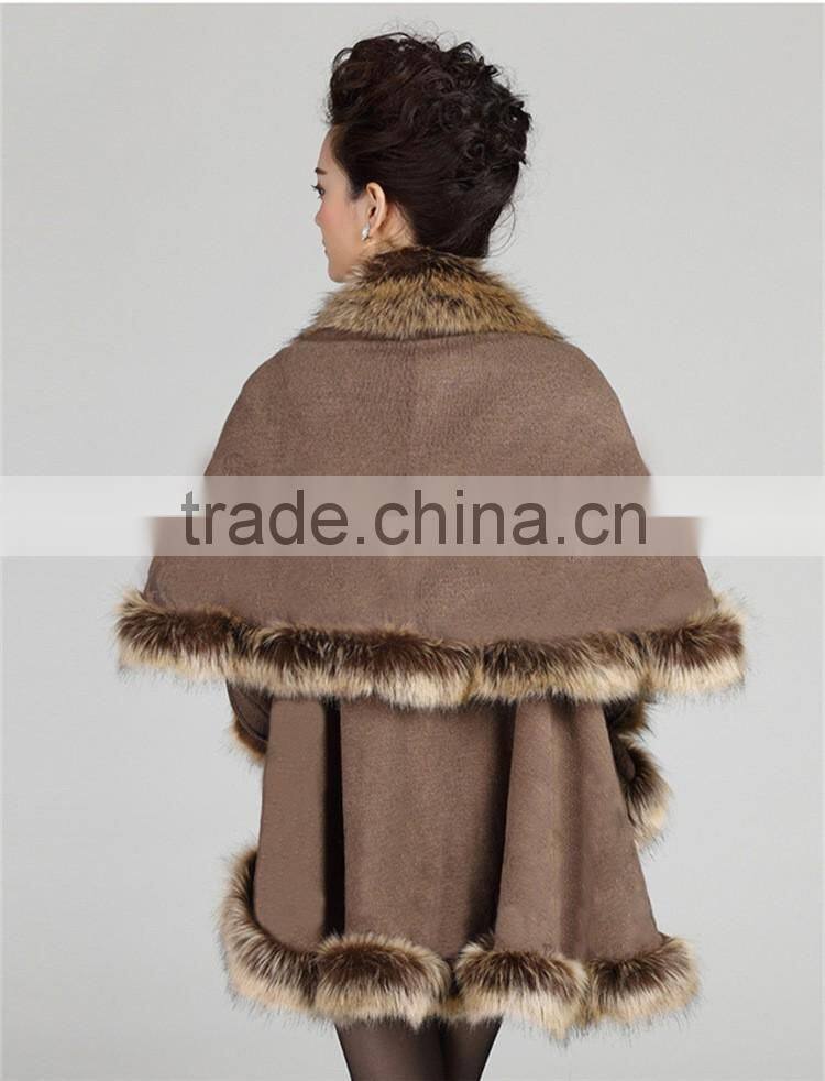 wholesale 2016 new winter latest design fashion knitted faux fox fur pashmina shawl for woman
