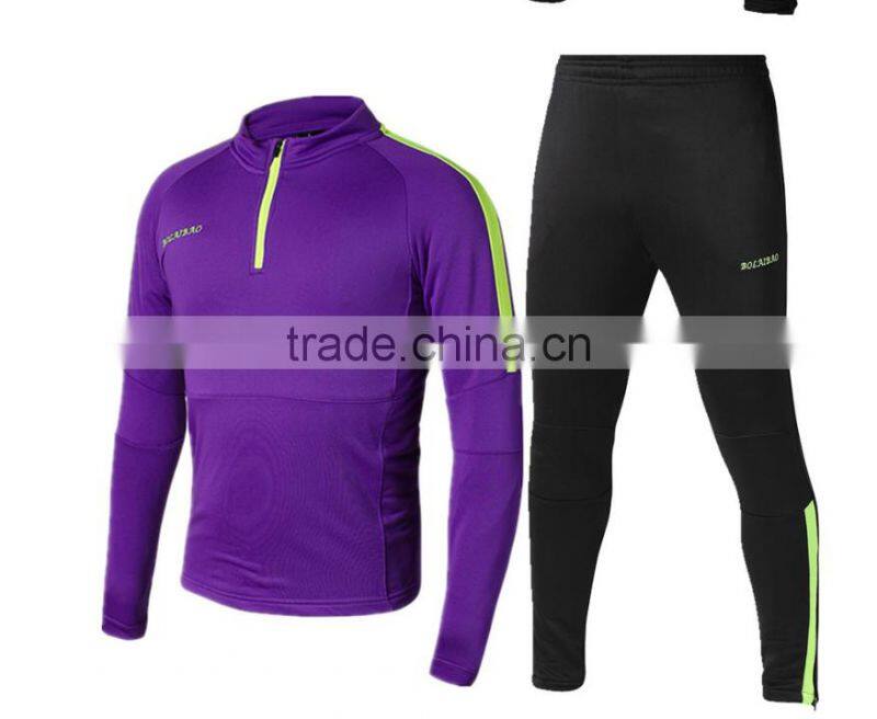 Customized mens long sleeve football training single jersey bodybuilding tracksuit polyester team sport skinny gym uniform