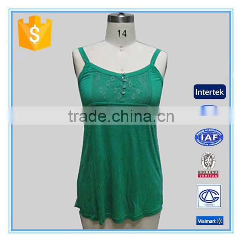 Cheap Fashion Women Causal Green Vest With Spaghetti Straps