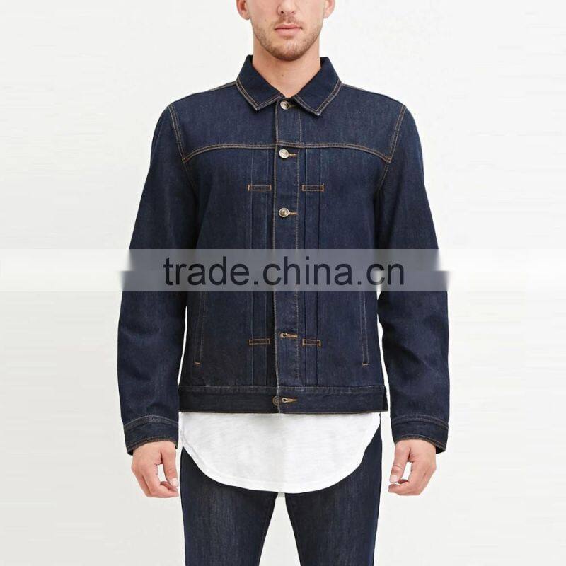 dark blue casual denim custom shirt style jacket coat for men