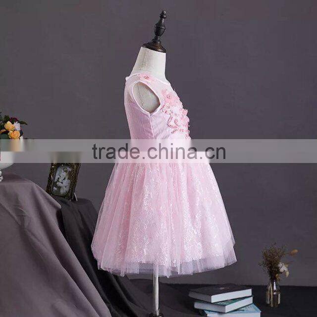 New arrival girls sexy night dress photos baby girls party wear dress Pink cotton puffy girls dress child clothes