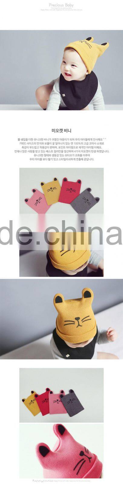 Cute Patten Design 100% Cotton Baby Winter Knitted Hat and Cap