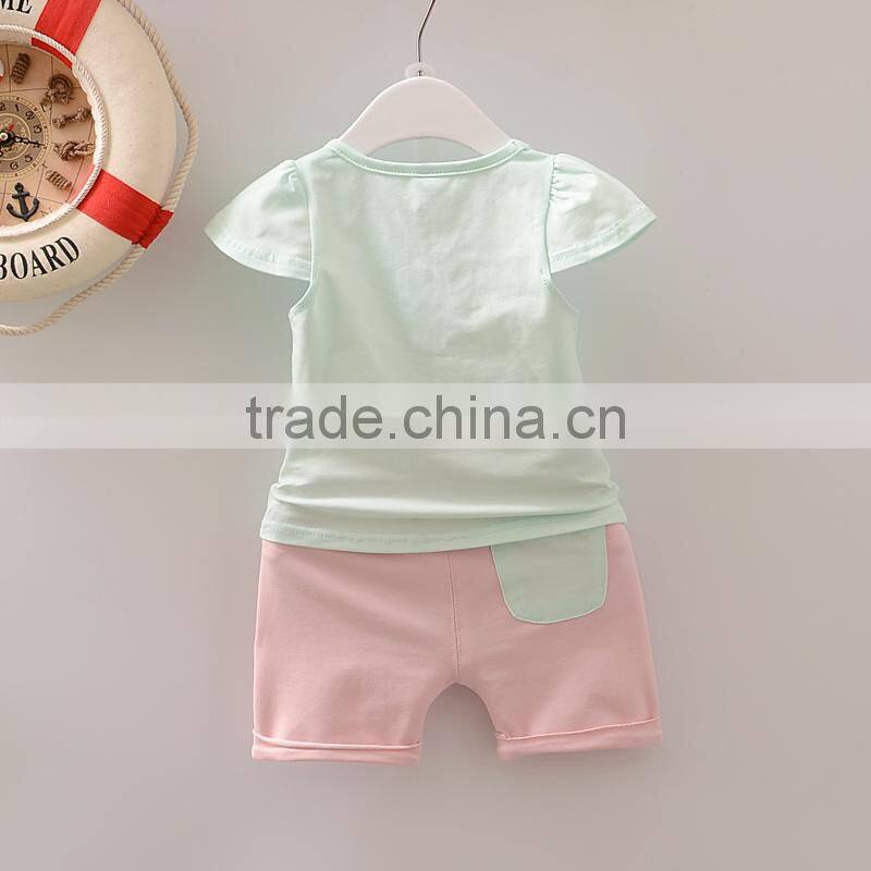 Soft Cotton Children Clothing Set Cute Cat Banner Top Clothes Match Cat Ears Shorts