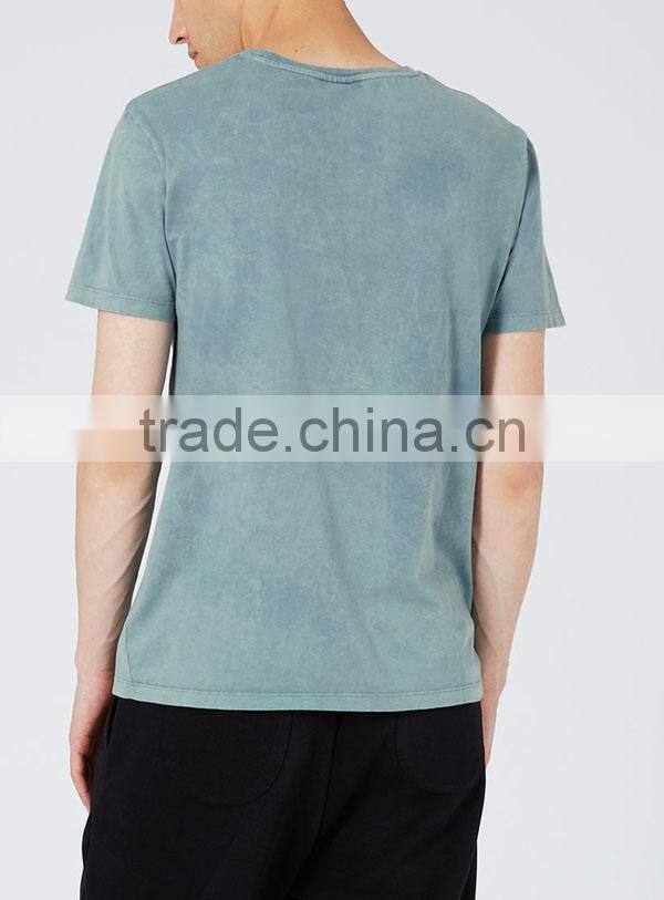 China high-end short sleeve enzyme wash blue t shirts