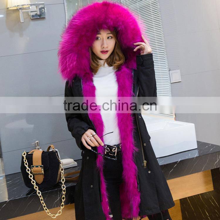 2017 New Style Fox Raccoon fur Lining Coats Real fur Parka With Hood pc-270