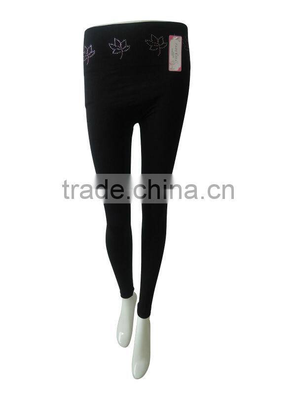 Black full length elastic seamless women's underwear sexy ladies' leggings