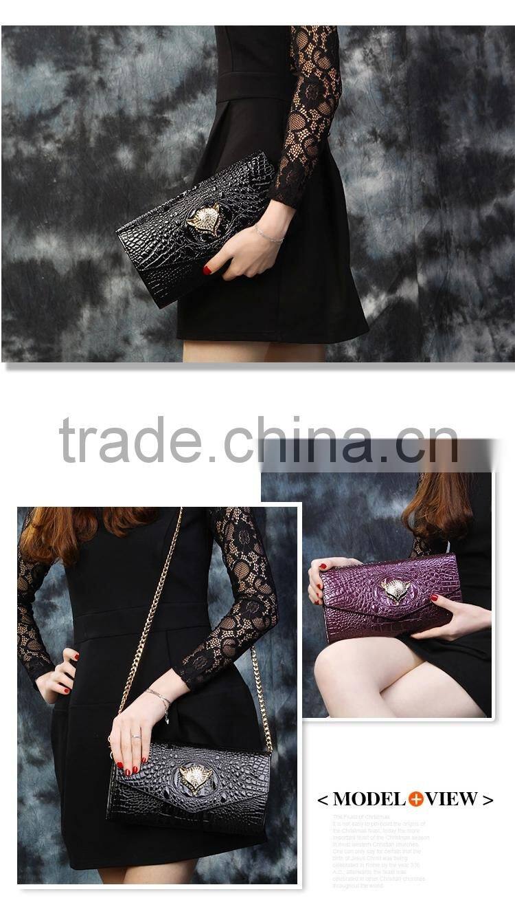 High Quality Lady Genuine Real Crocodile Embossed Designer Clutch Bag For Women