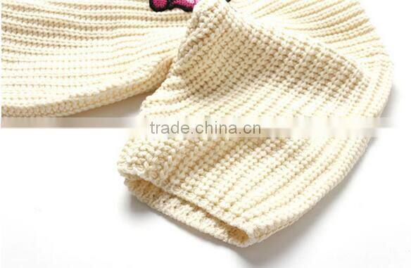 M1209 Runwaylover 2016 latest design fashion ladies v-neck sequin cartoon figure letter pattern sweater