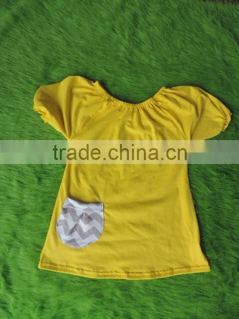 2017 Cute Style Baby Girls Cotton Clothes Cute Babys Solid Color Short Sleeves T-Shirt Have A Pocket