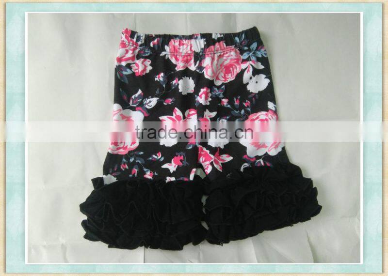yoga for kids peony floral lively print summer vacation style ruffle beach shorts