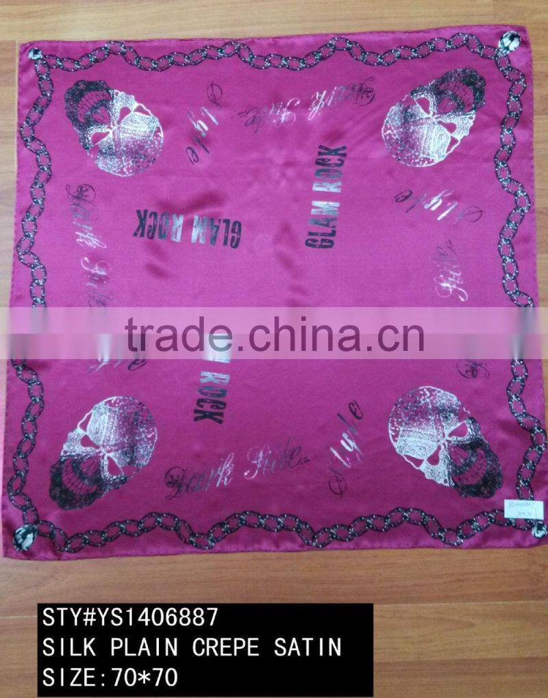 Small Square Silk Scarf, silk twill, plain crepe satin, satin stripped