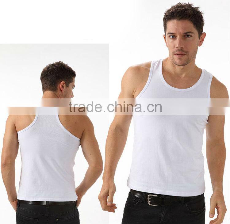 OEM Plain slim fit solid color bamboo singlet for men / mens white singlets T13322
