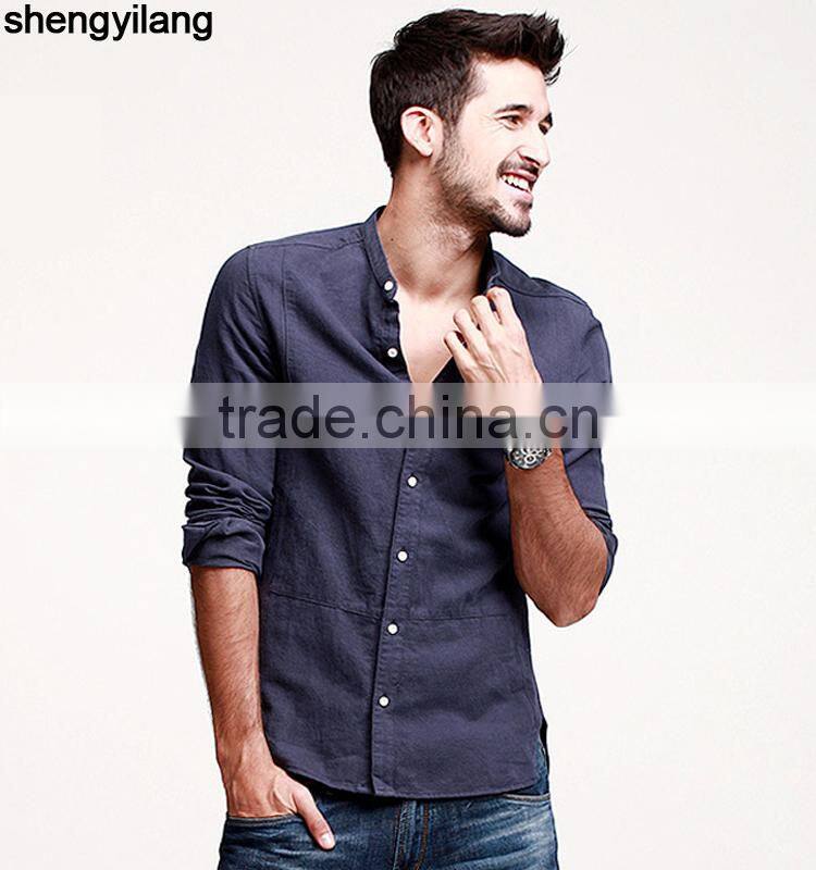 Long sleeve plain shirt 100 linen shirts made in guangzhou