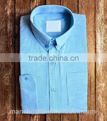 2017 new design cotton light blue button down oxford dress shirt for men