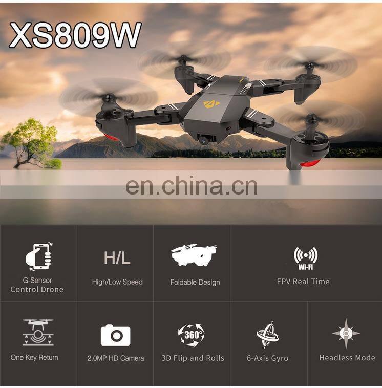 Latest 2.4G Wifi FPV 6Axis Gyro Mini rc Drone XS809W Foldable Quadcopter with HD Camera