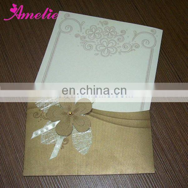 AT012 Ribbon With Envelope Handmade Wedding Cards