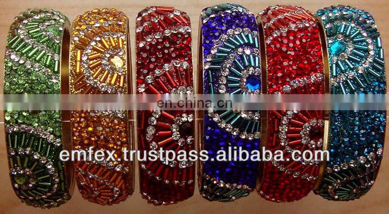 Crystal rhinestone jewelry handmade brass bangle manufacturer, rhinestone jewellery bangle exporter