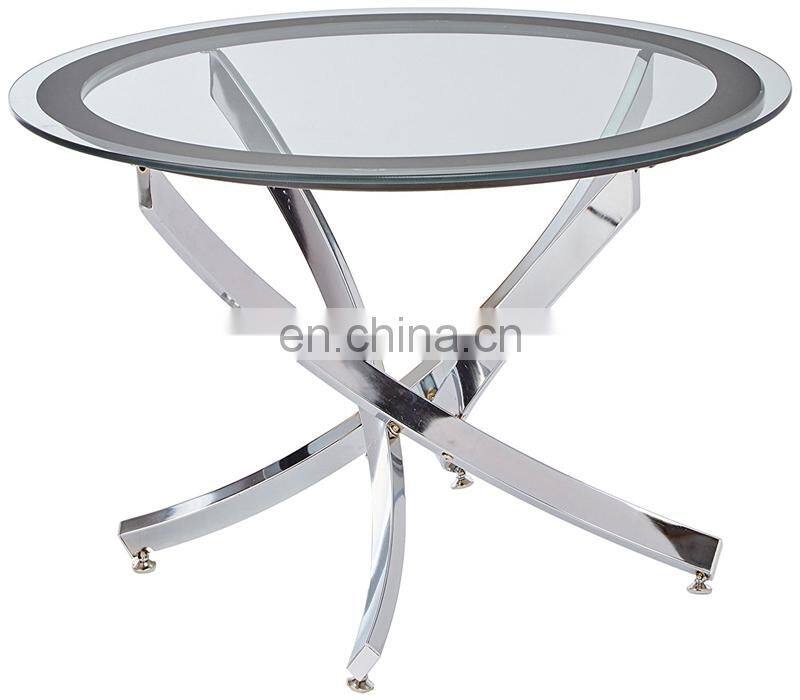 Factory Price High Quality Round Tempered Glass table Top For  Modern Stainless Steel Base With CE/ISO/BS
