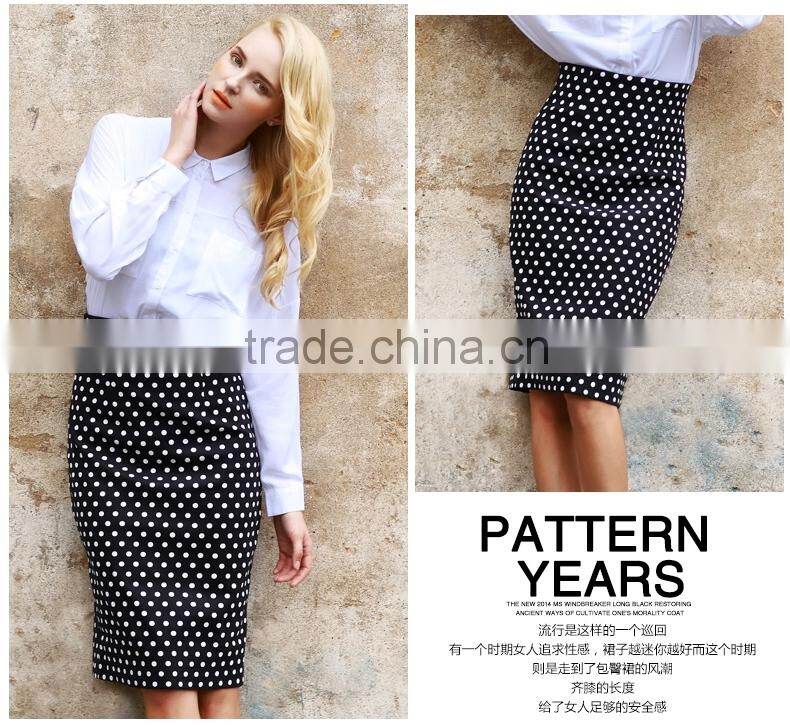 New Arrvial Fashion Latest Lady Dotted Print Pencil Skirt OEM Wholesale China